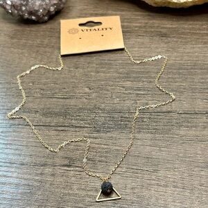 Gold Tone Iron Chain Lava Rock in Triangle Diffuser Necklace